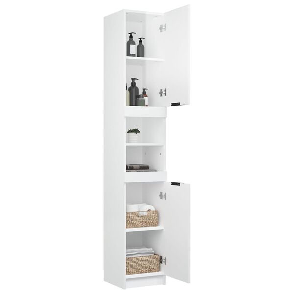 vidaXL Ντουλάπι Μπάνιου Γυαλιστερό Λευκό 32x34x188,5 εκ. Επεξεργ. Ξύλο