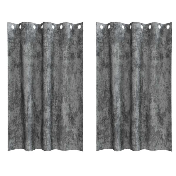 vidaXL Κουρτίνα με κουρτίνες 2 pcs Γκρι 175 x 140 εκ. Βελούδο