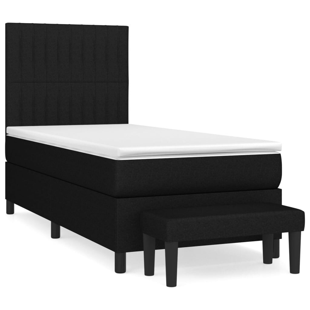 vidaXL Κρεβάτι Boxspring με Στρώμα Μαύρο 90x190 εκ.Υφασμάτινο