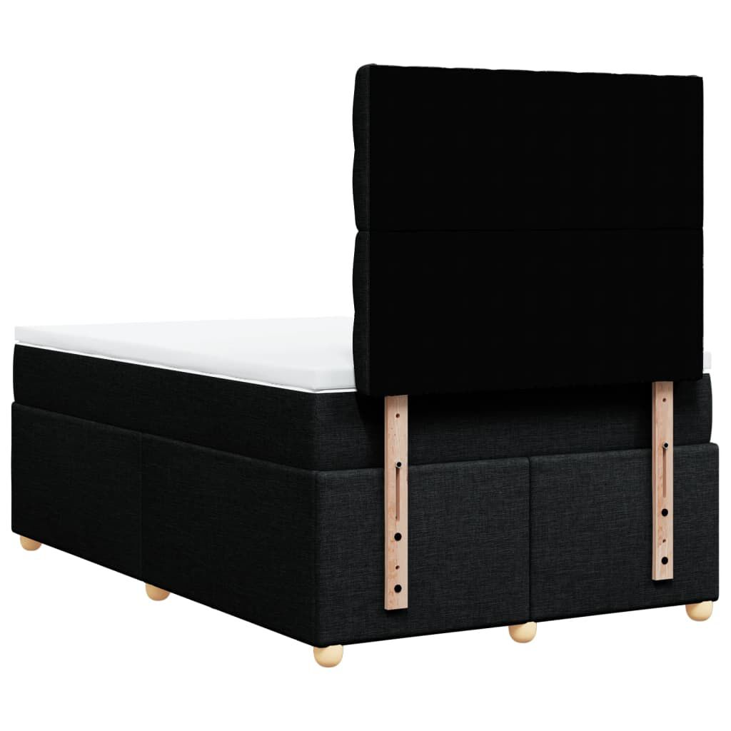 vidaXL Κρεβάτι Boxspring με Στρώμα Μαύρο 120x190 εκ. Υφασμάτινο