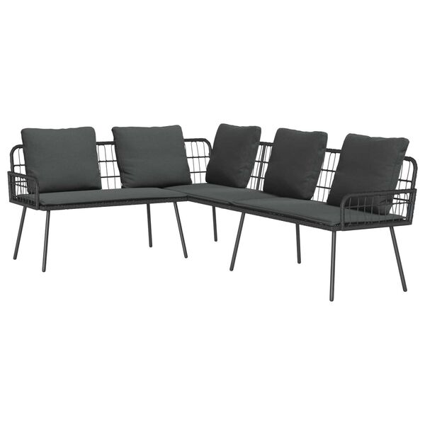 vidaXL Γωνιακός Καναπές Μαύρος 231x173x78 εκ. Πολυ Ρατάν