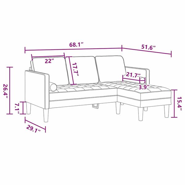 vidaXL Σετ Καναπέ Μαύρο 173 x 131 x 67 εκ ύφασμα
