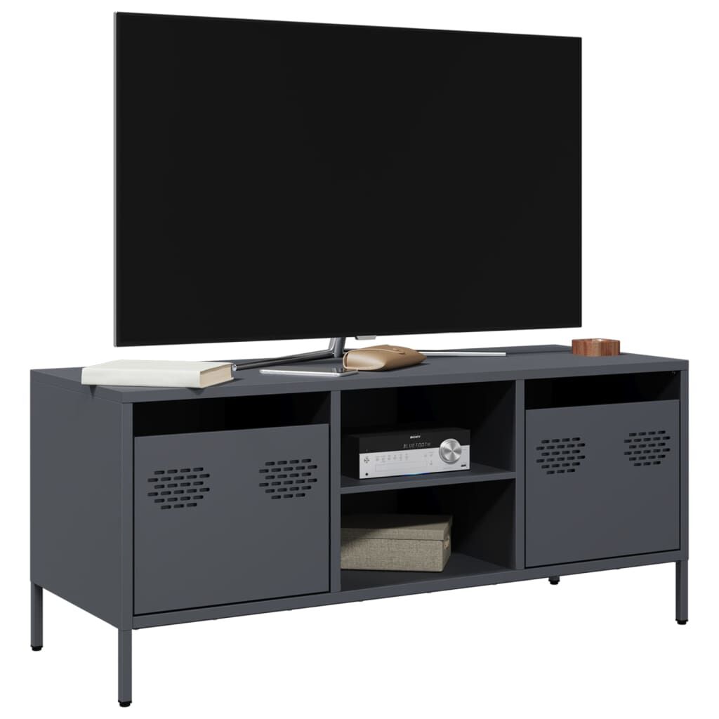 vidaXL Έπιπλο Τηλεόρασης Ανθρακί 101,5x39x43,5εκ. Ατσάλι Ψυχρής Έλασης