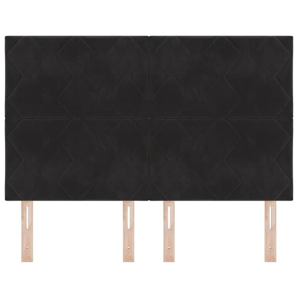 vidaXL Κεφαλάρι με κεφαλάρι Μαύρο 144 cm Βελούδο