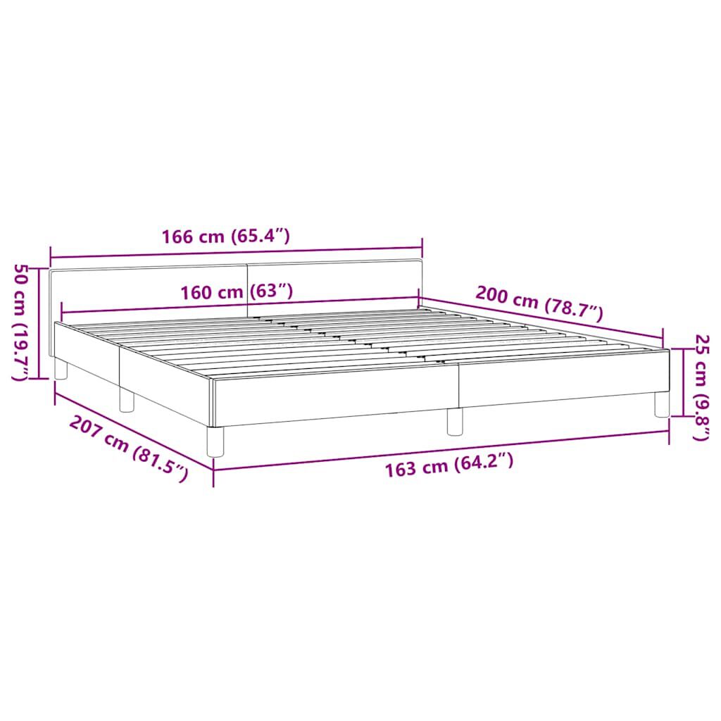 vidaXL Σκελετός Κρεβατιού Χωρίς Στρώμα Μαύρο 160x200 εκ.Υφασμάτινο