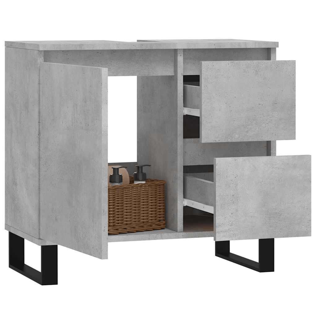 vidaXL Ντουλάπι Μπάνιου Γκρι Σκυροδέματος 65x33x60 εκ. Επεξ. Ξύλο