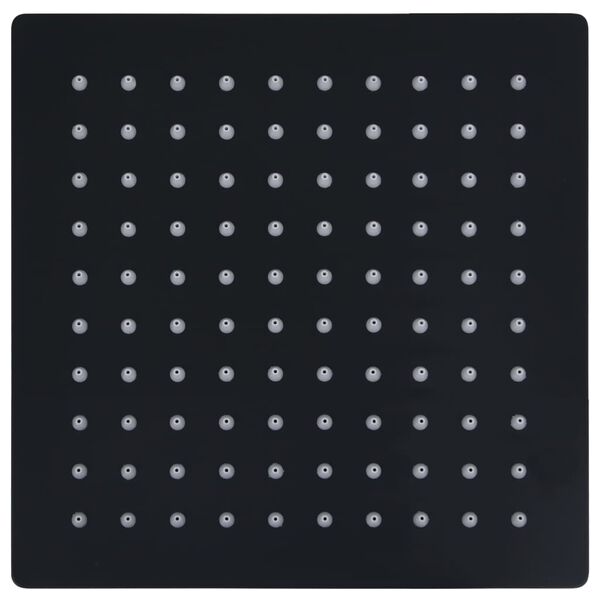 vidaXL Κεφαλή Nτους Βροχή Τετράγωνη Μαύρη 20x20 εκ. Ανοξείδωτο Ατσάλι