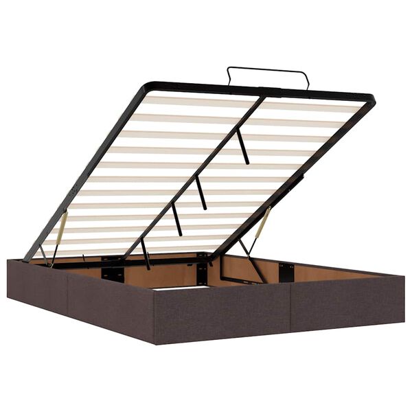 vidaXL Οθωμανικό κρεβάτι με στρώμα & LEDs Σκούρο καφέ 140x200cm ύφασμα