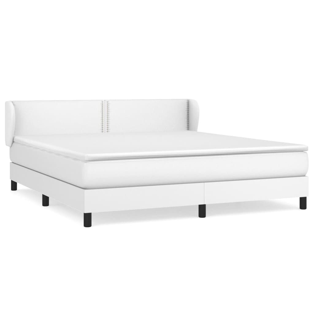 vidaXL Κρεβάτι Boxspring με Στρώμα Λευκό 160x200εκ.από Συνθετικό Δέρμα