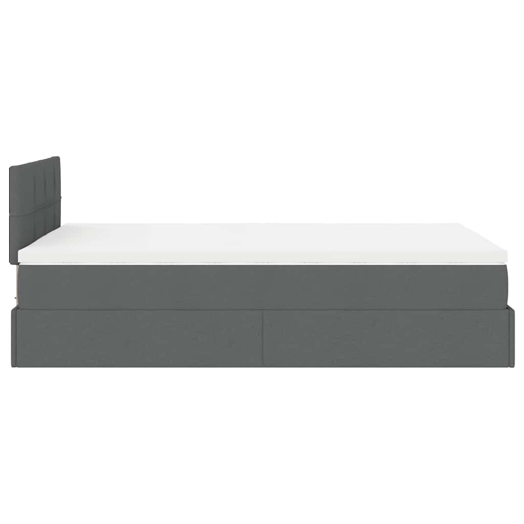 vidaXL Οθωμανικό κρεβάτι με στρώμα & LEDs Σκούρο γκρι 120x200cm Ύφασμα