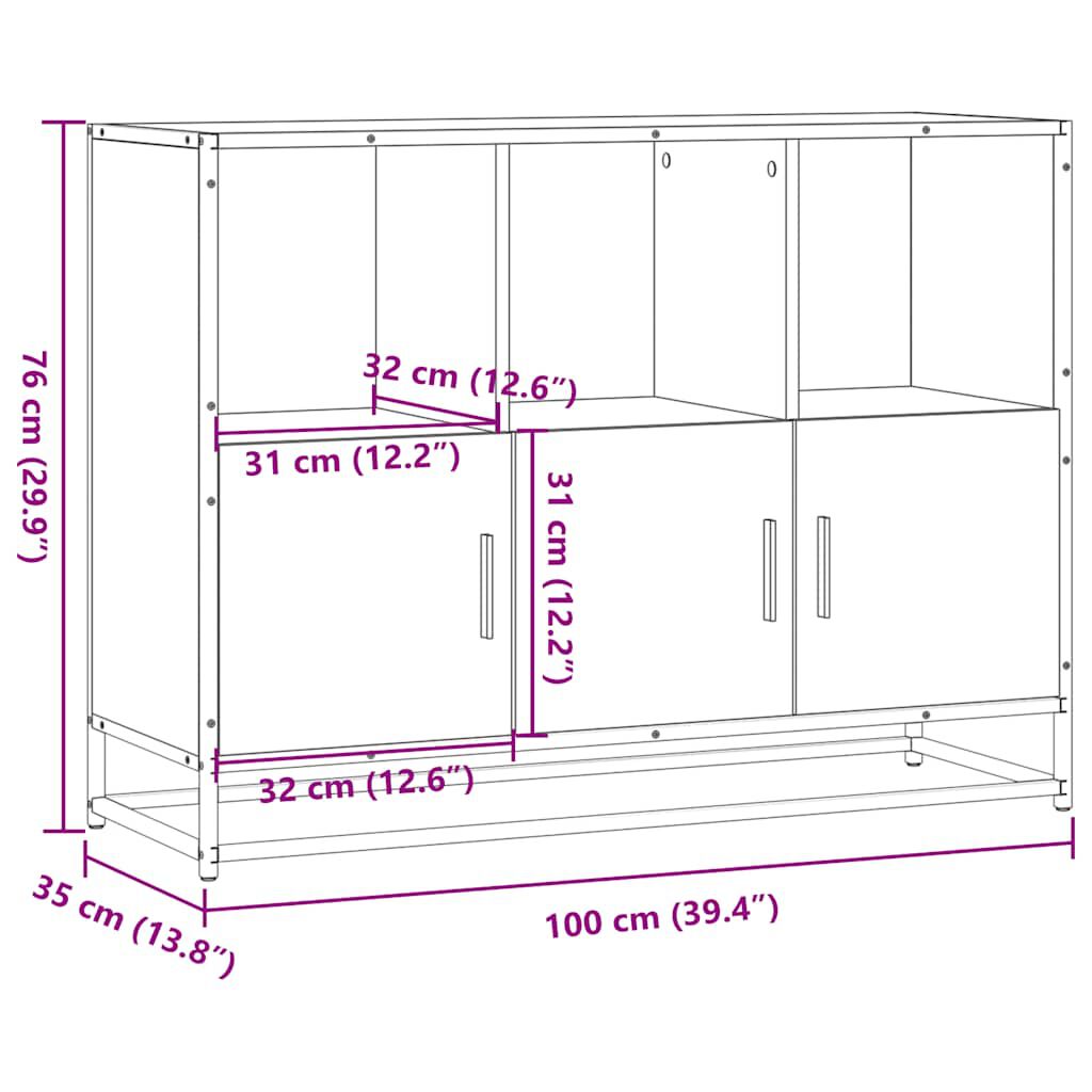 vidaXL Sideboard Καπνιστή δρυς 100x35x76 cm Κατασκευασμένο ξύλο