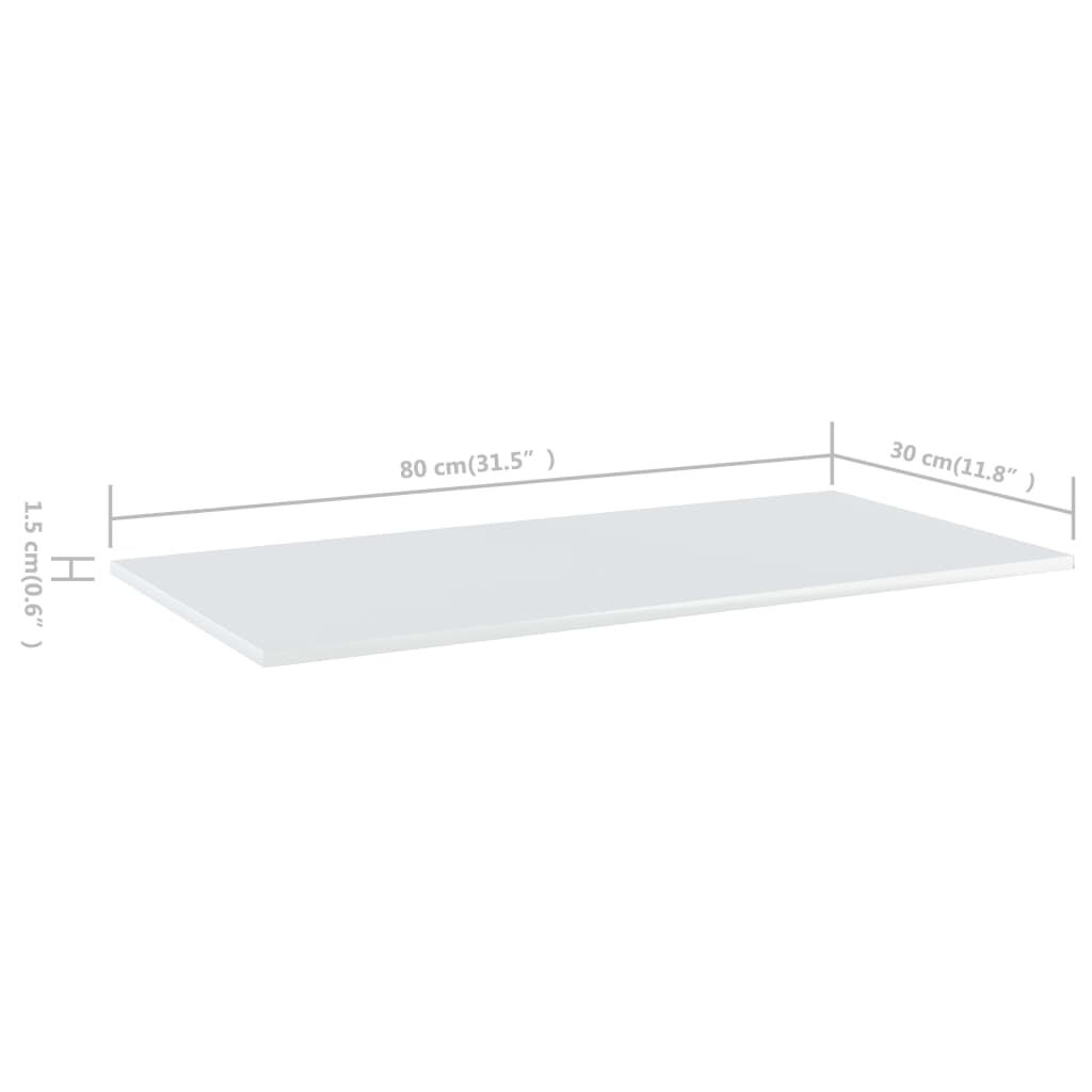 vidaXL Ράφια Βιβλιοθήκης 8 τεμ. Γυαλ. Λευκό 80x30x1,5 εκ. Μοριοσανίδα
