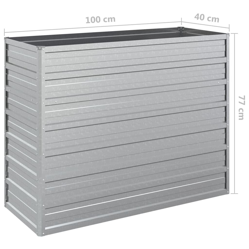 vidaXL Ζαρντινιέρα Υπερυψωμένη Ασημί 100x40x77 εκ. Γαλβανισμ. Χάλυβας