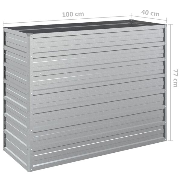 vidaXL Ζαρντινιέρα Υπερυψωμένη Ασημί 100x40x77 εκ. Γαλβανισμ. Χάλυβας
