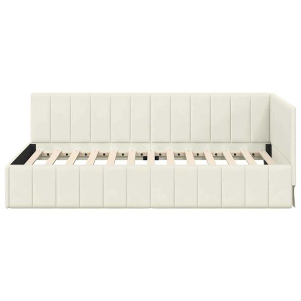 vidaXL Κρεβάτι Γωνίας με κεφαλάρι Κρεμ 100 x 200 cm Βελούδο