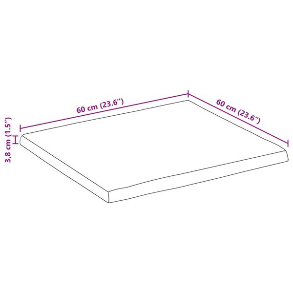 vidaXL Επιφάνεια Τραπεζιού Ορθογώνια 60x60x3,8 εκ. Μασίφ Ξύλο Ακακίας