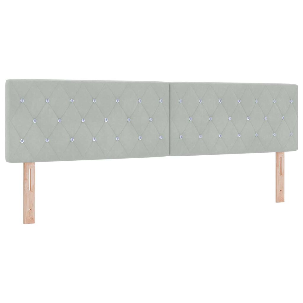 vidaXL Κρεβάτι Box Spring με στρώμα & LED Φωτισμός Γκρι Ανοιχτό 180x200 εκ Βελούδο