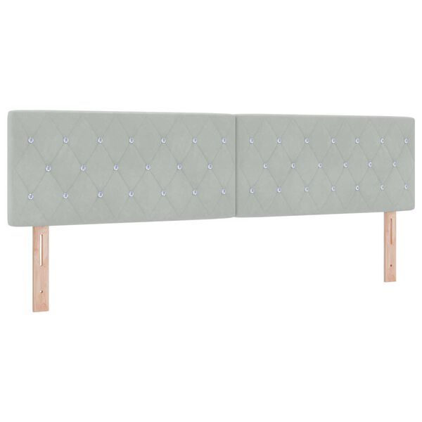 vidaXL Κρεβάτι Box Spring με στρώμα & LED Φωτισμός Γκρι Ανοιχτό 180x200 εκ Βελούδο