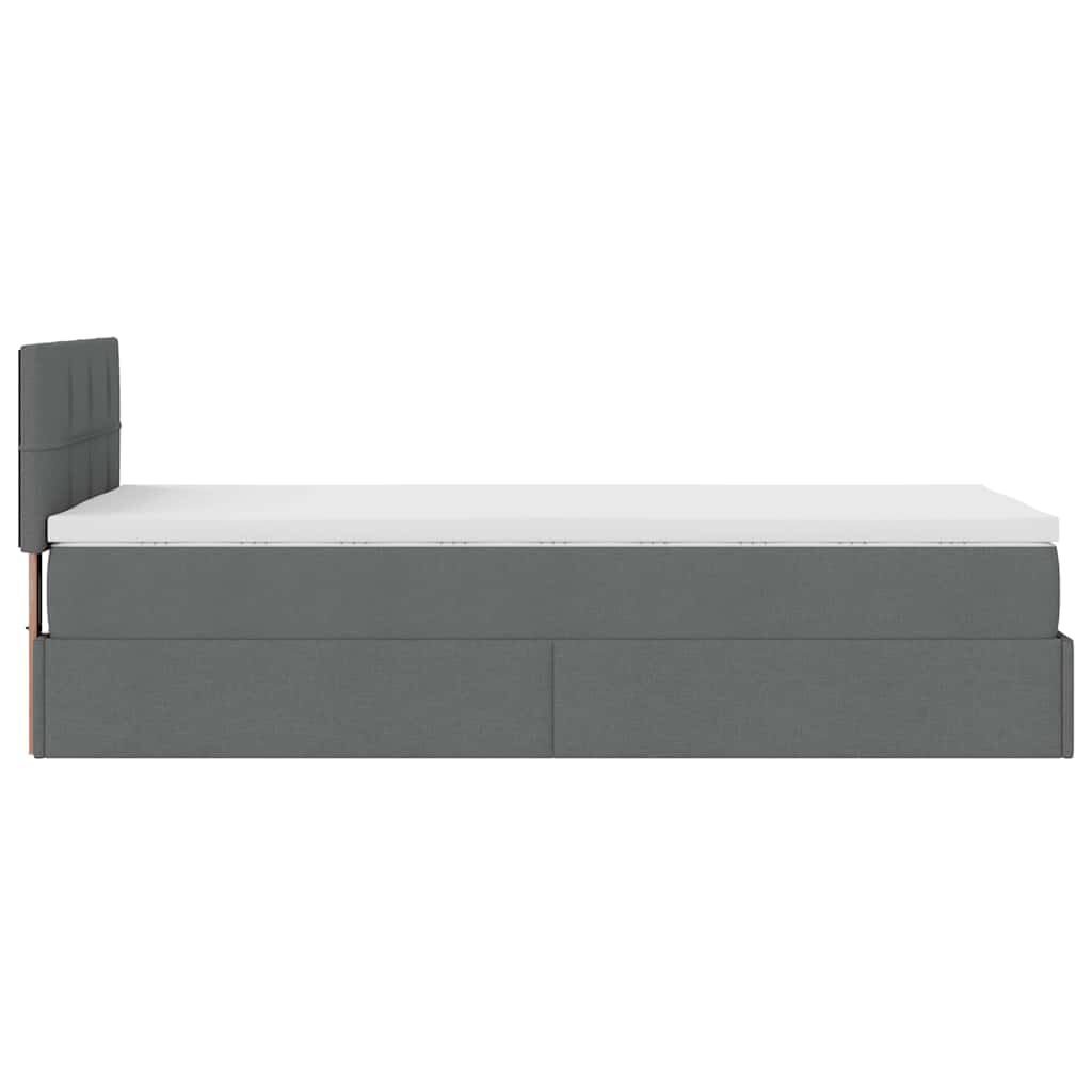 vidaXL Οθωμανικό κρεβάτι με στρώμα σκούρο γκρι 90x200cm ύφασμα
