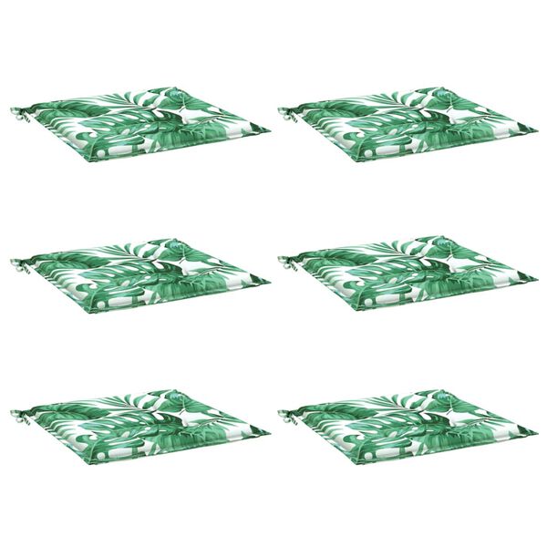 vidaXL Μαξιλάρια Καρέκλας 6 τεμ. Σχέδιο Φύλλων 50x50x4 εκ. Υφασμάτινα