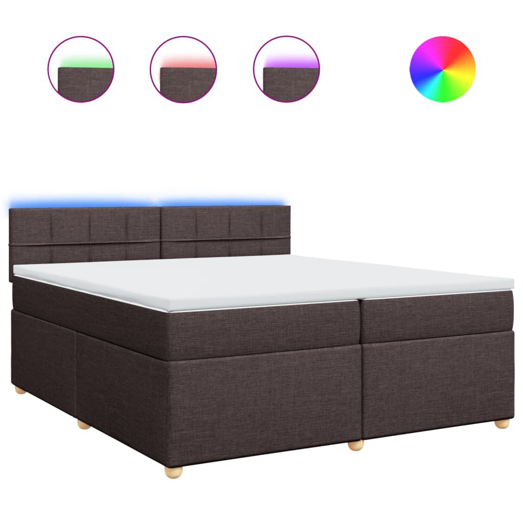 vidaXL Κρεβάτι Boxspring με Στρώμα Σκούρο Καφέ 200x200 εκ. Υφασμάτινο