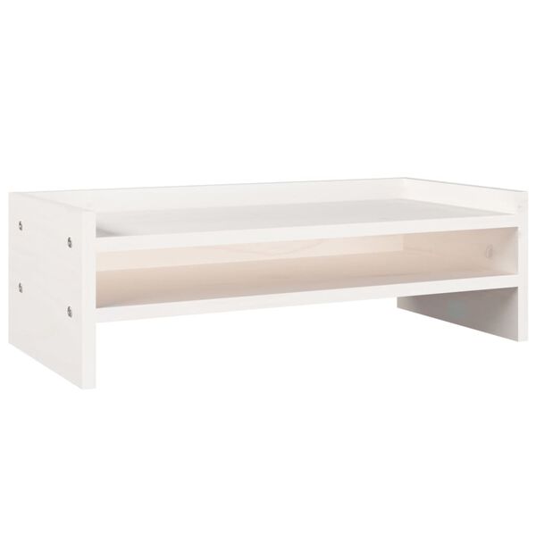 vidaXL Βάση Οθόνης Λευκή 50x24x16 εκ. από Μασίφ Ξύλο Πεύκου