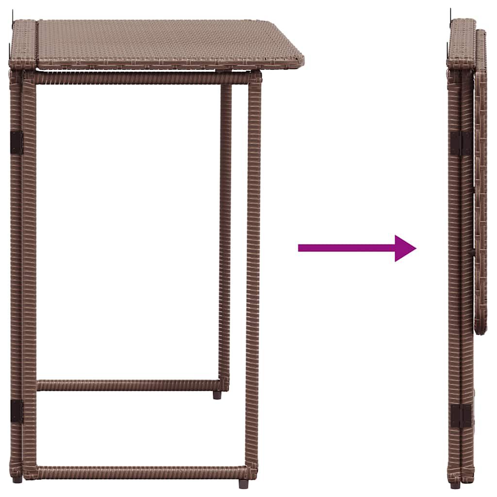 vidaXL Πτυσσόμενο τραπέζι κήπου καφέ 90x51x75 cm Poly Rattan