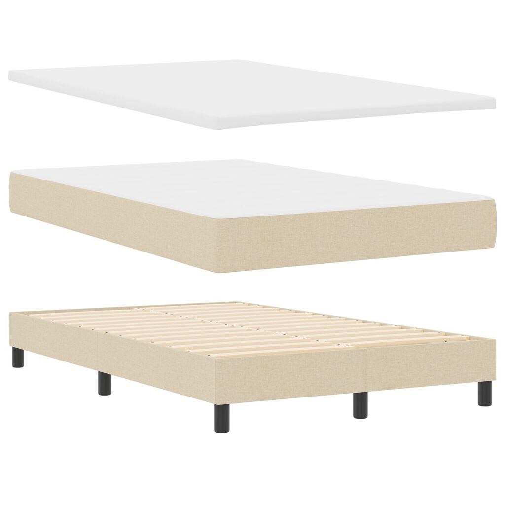 vidaXL Κρεβάτι με Στρώμα Κρέμ 120x190 cm Υφασμάτινο