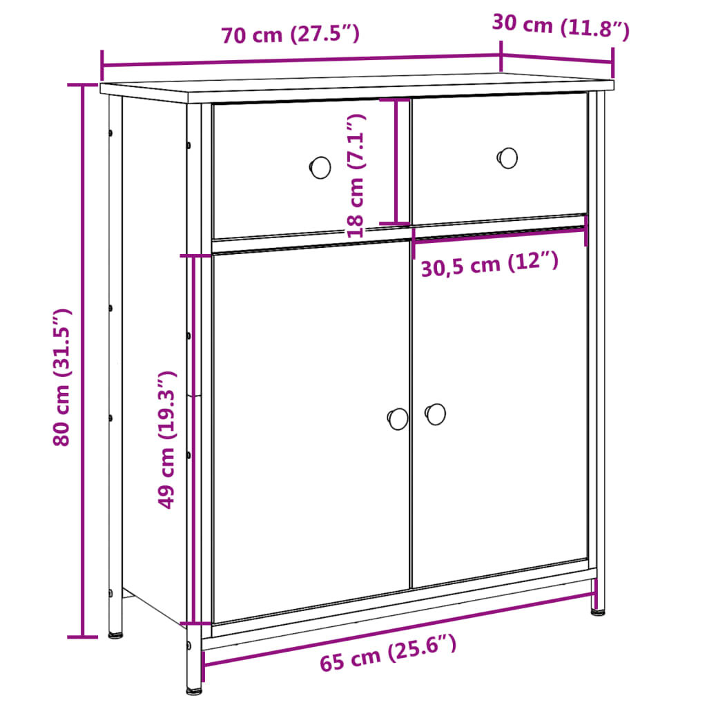 vidaXL Ντουλάπι Όψη Παλαιού Ξύλου 70x30x80 εκ. από Επεξεργασμένο Ξύλο