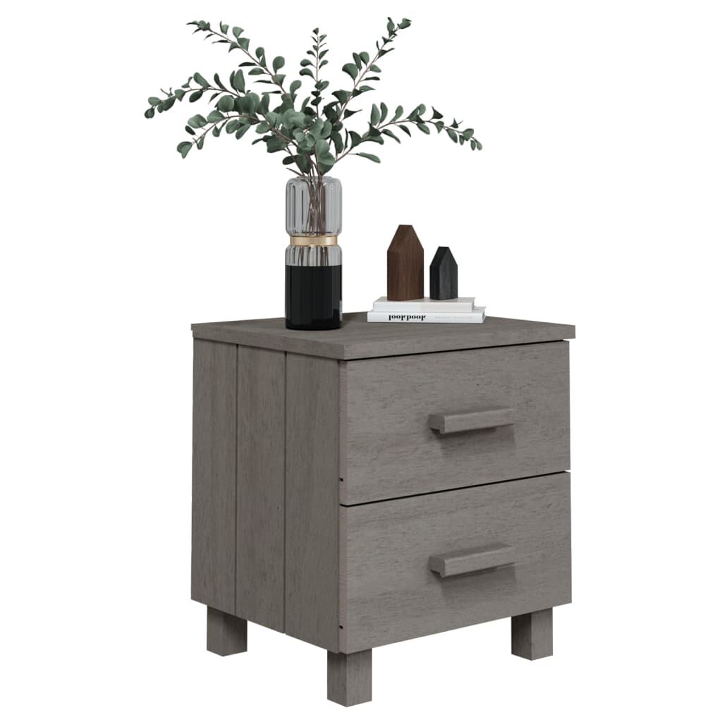 vidaXL Κομοδίνο HAMAR Ανοιχτό Γκρι 40 x 35 x 44,5εκ. Μασίφ Ξύλο Πεύκου