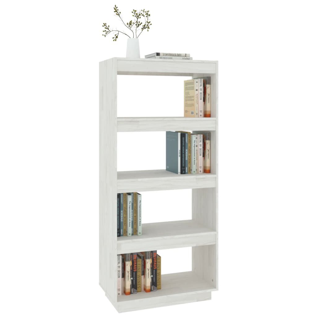 vidaXL Βιβλιοθήκη/Διαχωριστικό Χώρου Λευκό 60x35x135 εκ. Μασίφ Πεύκο