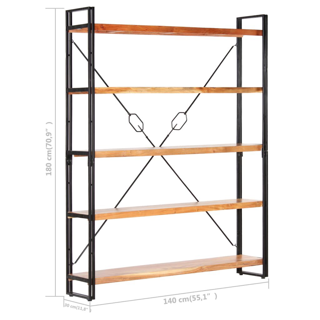 vidaXL Βιβλιοθήκη με 5 Επίπεδα 140 x 30 x 180 εκ. Μασίφ Ξύλο Ακακίας