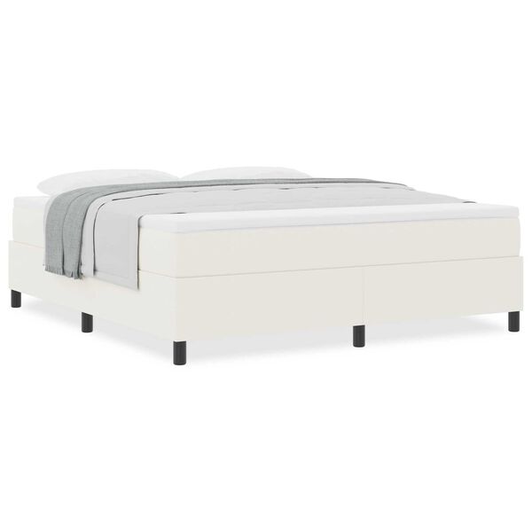vidaXL Κρεβάτι Box Spring με Στρώμα - Κρέμ, Super King, Υφάσμα Κορντούρα
