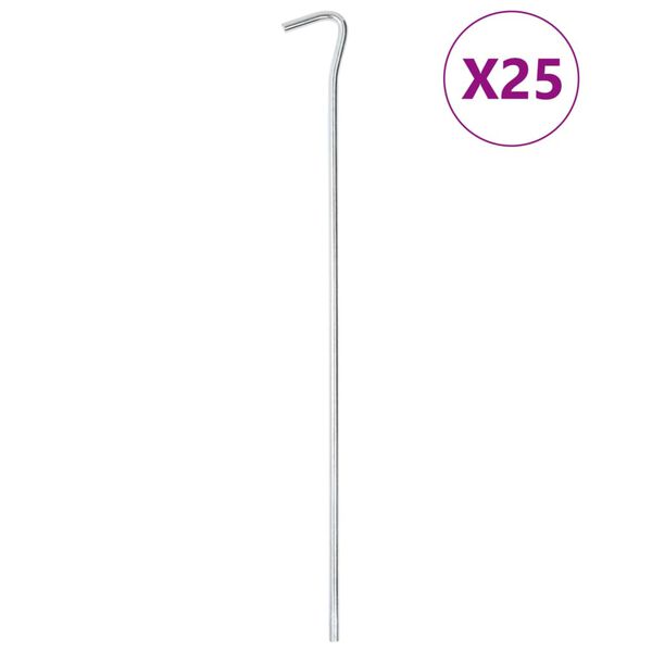 vidaXL Πασσαλάκια Σκηνής 25 τεμ. 30 εκ. Ø7 χιλ. Γαλβανισμένο Ατσάλι