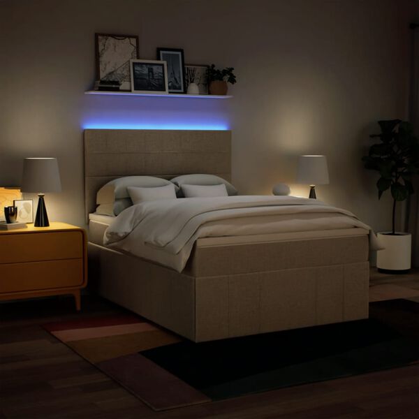 vidaXL &Kappa;&rho;&epsilon;&beta;ά&tau;&iota; Boxspring &mu;&epsilon; &Sigma;&tau;&rho;ώ&mu;&alpha; &Kappa;&rho;&epsilon;&mu; 140x200 &epsilon;&kappa;. &Upsilon;&phi;&alpha;&sigma;&mu;ά&tau;&iota;&nu;&omicron;