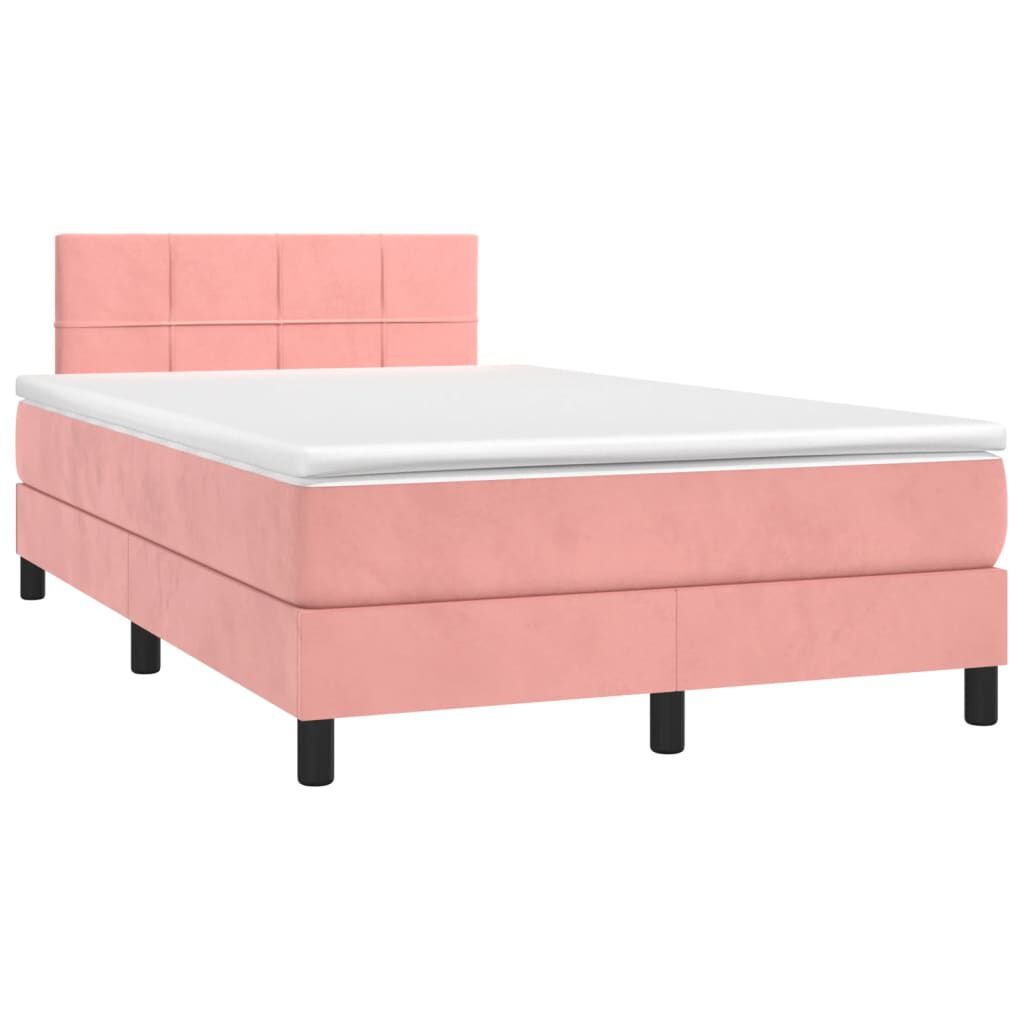 vidaXL Κρεβάτι Boxspring με Στρώμα Ροζ 120x200 εκ. Βελούδινο