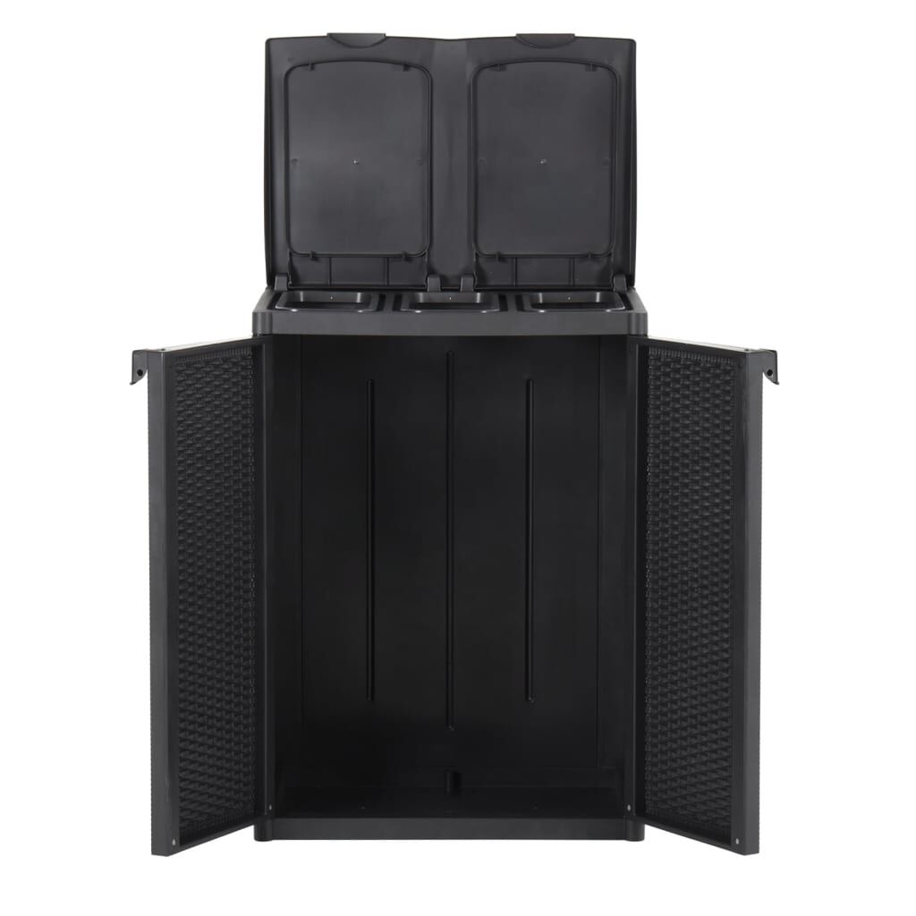 vidaXL Κάδος Απορριμμάτων με 2 Πόρτες Μαύρος 65 x 45 x 88 εκ. PP