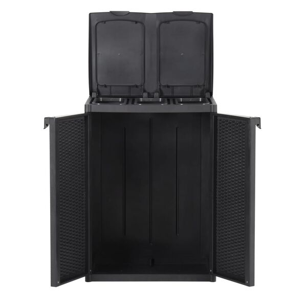 vidaXL Κάδος Απορριμμάτων με 2 Πόρτες Μαύρος 65 x 45 x 88 εκ. PP