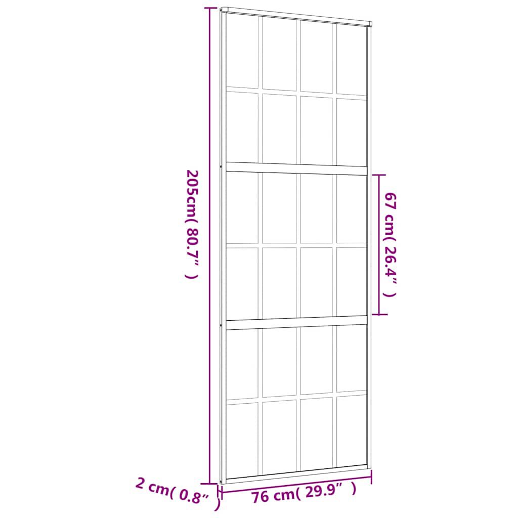 vidaXL Συρόμενη Πόρτα Χρυσή 76 x 205 εκ. από Γυαλί ESG και Αλουμίνιο