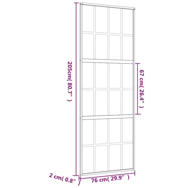 vidaXL Συρόμενη Πόρτα Χρυσή 76 x 205 εκ. από Γυαλί ESG και Αλουμίνιο