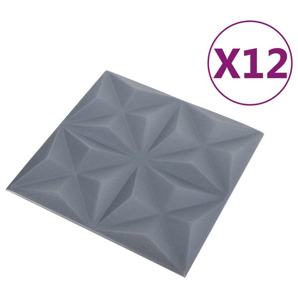 vidaXL &Pi;ά&nu;&epsilon;&lambda; &tau;&omicron;ί&chi;&omicron;&upsilon; 12 pcs &Omicron;&rho;&iota;&gamma;&kappa;ά&mu;&iota; &Gamma;&kappa;&rho;&iota; 50 x 50 cm &Phi;&epsilon;&lambda;&iota;&zeta;ό&lambda; XPS