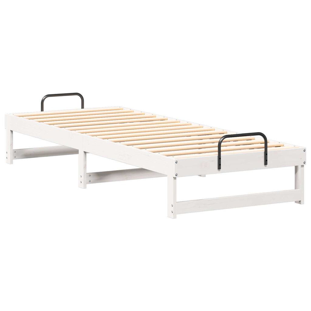 vidaXL Κρεβάτι με λαβές μεταφοράς Λευκό 80 x 200 cm Μασίφ ξύλο πεύκου