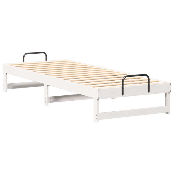 vidaXL Κρεβάτι με λαβές μεταφοράς Λευκό 80 x 200 cm Μασίφ ξύλο πεύκου