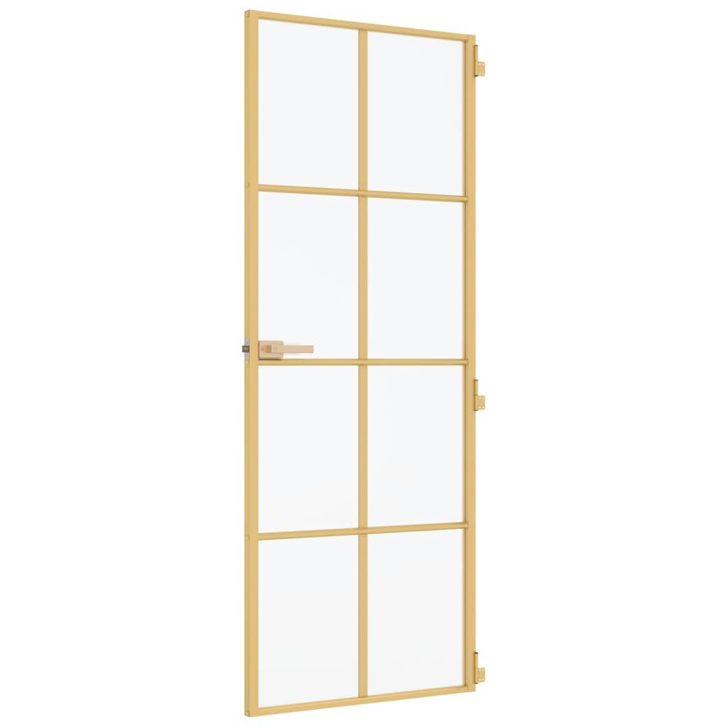 vidaXL Εσωτερική Πόρτα Χρυσή 83 x 201,5 εκ. Ψημένο Γυαλί & Αλουμίνιο