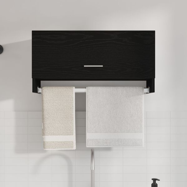vidaXL Ντουλάπι με πόρτα Μαύρο 70 x 32.5 x 35 cm Επεξεργασμένο ξύλο