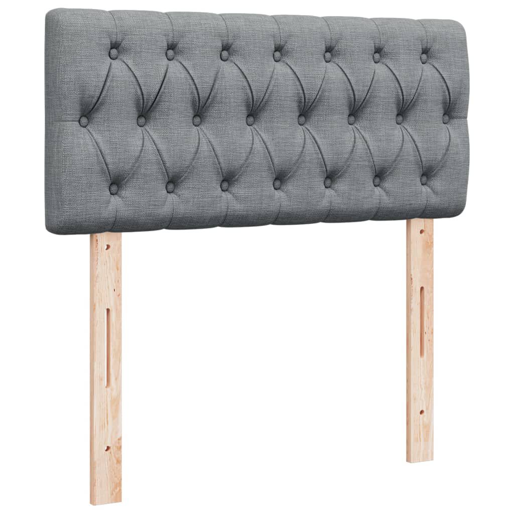 vidaXL Κρεβάτι Boxspring με Στρώμα Ανοιχτό Γκρι 90x190 εκ. Υφασμάτινο