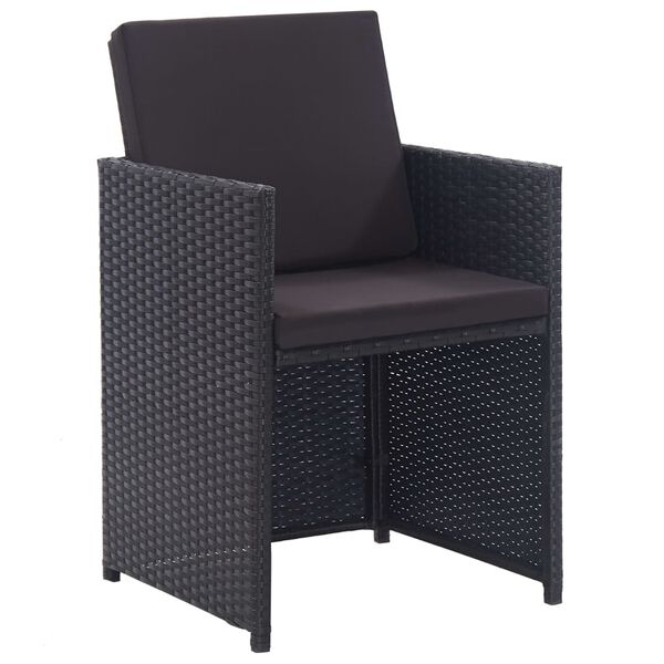 vidaXL Σετ Τραπεζαρίας Εξ. Χώρου 15 τεμ. Μαύρο Συνθ. Ρατάν + Μαξιλάρια