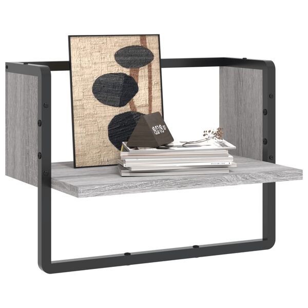 vidaXL Ράφι Τοίχου με Μπάρα Γκρι Sonoma 40x25x30 εκ.