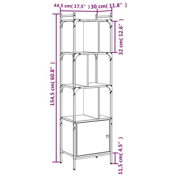 vidaXL Βιβλιοθήκη με Πόρτα Καφέ Δρυς 44,5x30x154,5 εκ. Επεξ. Ξύλο