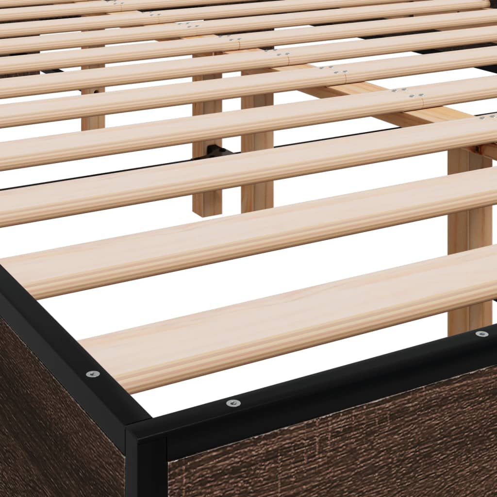 vidaXL Πλαίσιο Κρεβατιού Καφέ Δρυς 140x200 εκ. Επεξ. Ξύλο & Μέταλλο